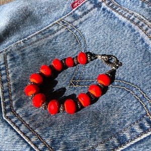 NWOT Red Beaded Boho Bracelet